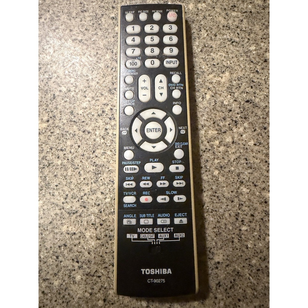Toshiba TV-VCR Remote Control CT-90275 Black OEM Genuine Original Toshiba